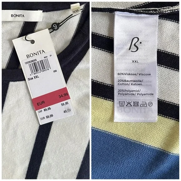 BONITA NWT RARE XXL Striped Fine Knit Pullover Sweater • Germany Exclusive - Picture 7 of 12